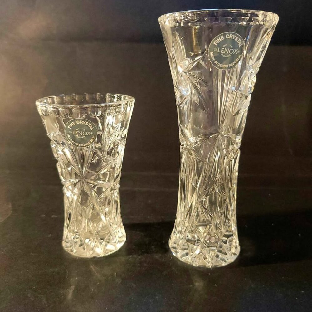 Set Of Lenox Fine Crystal Star Vases. 4" and 6"